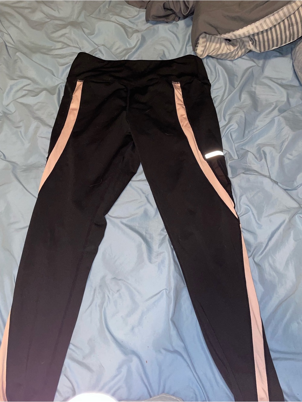 SHEIN Black Leggings with Light Pink Side Panels